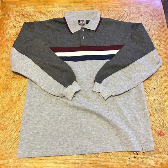 Vintage JC Penney Olympics USA Collared Sweatshirt Gray Burgundy Blue Size M - Picture 1 of 5